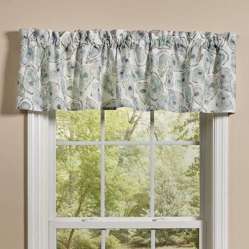 Split P Oyster Bay Valance 60" x 14", Sea Printed Short Café Curtain for Beach Kitchen and Coastal Home Decor, Unlined Cotton Light Filtering Window Topper, Machine Washable in Saudi Arabia