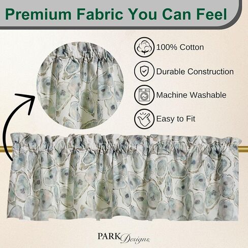 Split P Oyster Bay Valance 60" x 14", Sea Printed Short Café Curtain for Beach Kitchen and Coastal Home Decor, Unlined Cotton Light Filtering Window Topper, Machine Washable in Saudi Arabia