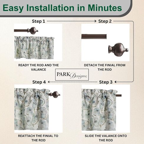Split P Oyster Bay Valance 60" x 14", Sea Printed Short Café Curtain for Beach Kitchen and Coastal Home Decor, Unlined Cotton Light Filtering Window Topper, Machine Washable in Saudi Arabia
