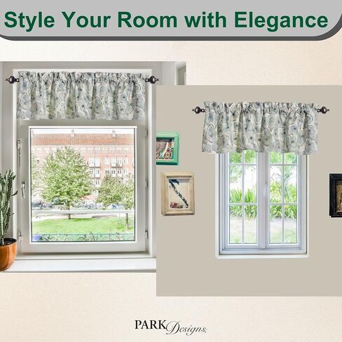 Split P Oyster Bay Valance 60" x 14", Sea Printed Short Café Curtain for Beach Kitchen and Coastal Home Decor, Unlined Cotton Light Filtering Window Topper, Machine Washable in Saudi Arabia