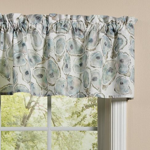 Split P Oyster Bay Valance 60" x 14", Sea Printed Short Café Curtain for Beach Kitchen and Coastal Home Decor, Unlined Cotton Light Filtering Window Topper, Machine Washable in Saudi Arabia