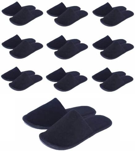 Black 10 Pairs Fabric Packed Disposable Color Hotel Slippers for Airbnb Spa Salon Party Wedding Guests - US Men Women Size 10-11 in Saudi Arabia