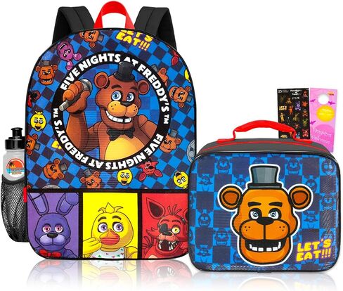 Five Nights at Freddy's Backpack and Lunch Box for Boys - Bundle with FNAF Backpack, FNAF Lunch Bag, Stickers, Water Bottle | Five Nights at Freddy's School Bag Set in Saudi Arabia