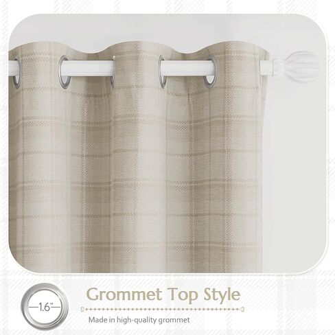 Beige Plaid Jacquard Blackout Curtains 84 Inches Long 2 Panels for Bedroom Living Room Buffalo Check Gingham Room Darkening Thermal Insulated Soundproof Grommet Window Drapes, 52x84 2 Set in Saudi Arabia