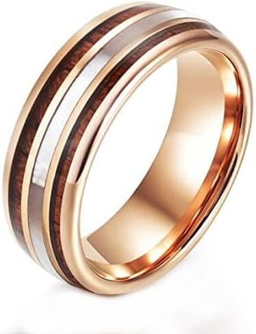 Mother of Pearl Koa Wood Wedding Band 8MM in Saudi Arabia