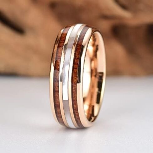 Mother of Pearl Koa Wood Wedding Band 8MM in Saudi Arabia