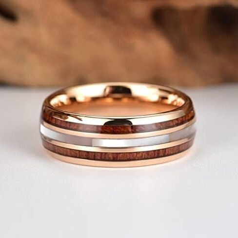 Mother of Pearl Koa Wood Wedding Band 8MM in Saudi Arabia
