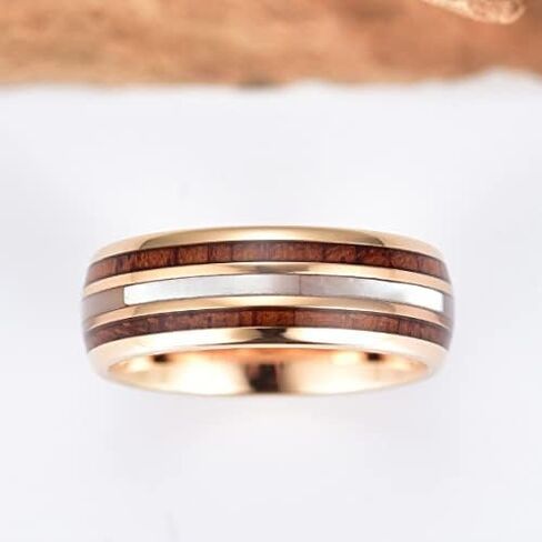 Mother of Pearl Koa Wood Wedding Band 8MM in Saudi Arabia