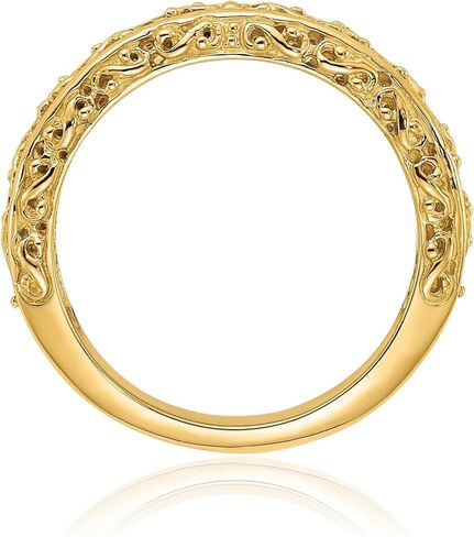 IceCarats 14K الذهب الأصفر الخالص خمر 3 مم خاتم الزواج المصقول in Kuwait