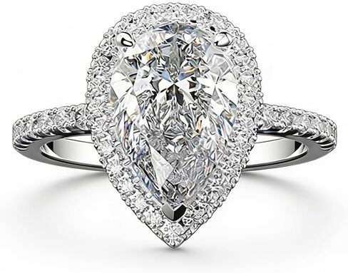 RKKOJJO 925 Sterling Silver Cubic Zirconia Pear Diamond Solitaire Engagement Wedding Ring for Women in Kuwait