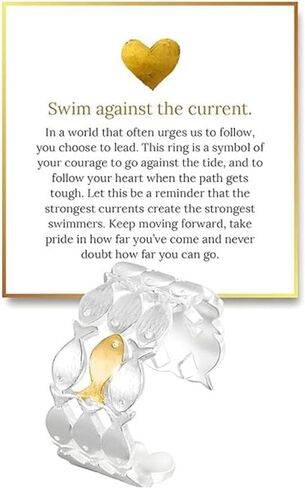Adjustable Fish Design Ring Unique Inspirational Hope Jewelry Gift for Women Best Friend Sister in Kuwait