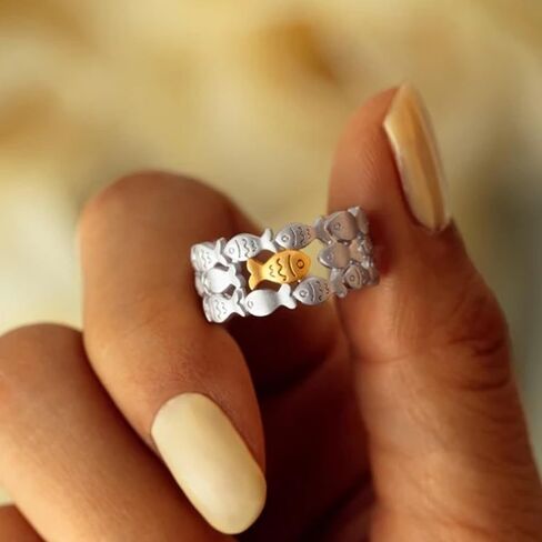 Adjustable Fish Design Ring Unique Inspirational Hope Jewelry Gift for Women Best Friend Sister in Kuwait