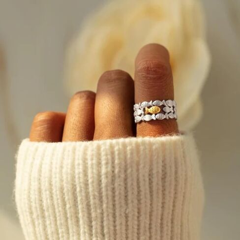 Adjustable Fish Design Ring Unique Inspirational Hope Jewelry Gift for Women Best Friend Sister in Kuwait