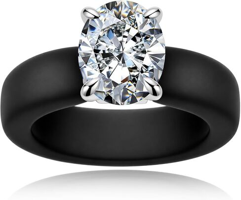 Moissanite Silicone Ring for Women, Oval-cut 3.0 Cttw 925 Sterling Silver, Soft Comfort Fit Women's Anniversary Ring in Kuwait