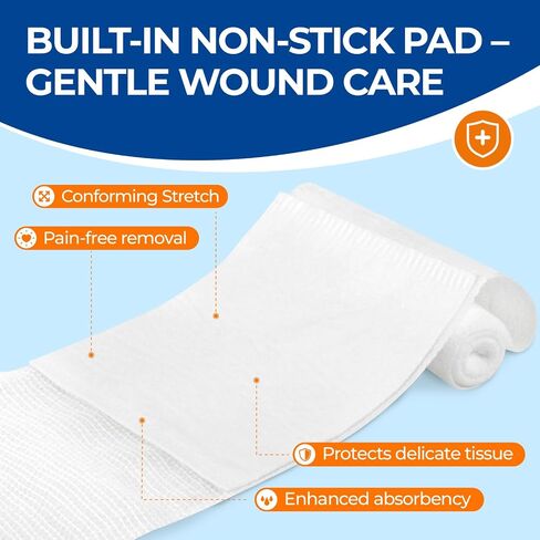 Sterile Gauze Rolls 4in x 4.4yds with Non-Stick Pad, 20 Pack Individually Wrapped Sterile Gauze Bandages, Latex-Free Medical Grade Wound Care for Home, Clinic, Vet & Outdoor in Saudi Arabia