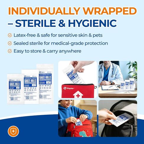 Sterile Gauze Rolls 4in x 4.4yds with Non-Stick Pad, 20 Pack Individually Wrapped Sterile Gauze Bandages, Latex-Free Medical Grade Wound Care for Home, Clinic, Vet & Outdoor in Saudi Arabia