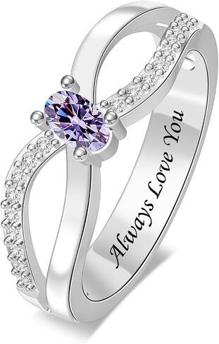 Custom Birthstone Rings for Women - Personalized Infinity Band Mothers Ring - Sterling Silver Family Birthstone Rings in Saudi Arabia