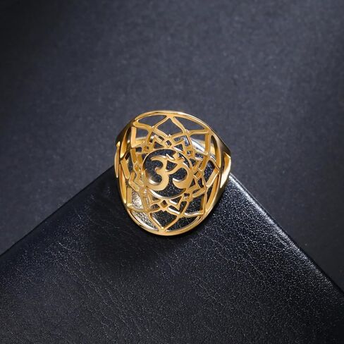 OM OHM AUM خاتم الوئام الروحي الهندوسي الرموز السنسكريتية زهرة الحياة خاتم شقرا اليوغا ماندالا تميمة البوذية الهندوسية مجوهرات دينية التأمل هدية in Kuwait