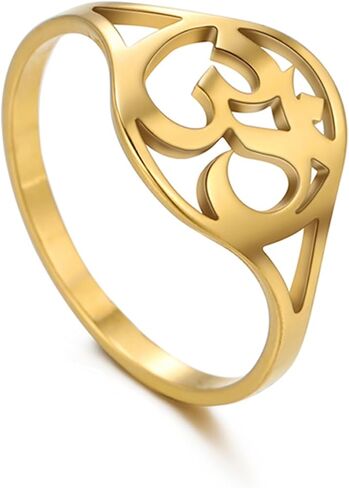OM OHM AUM خاتم الوئام الروحي الهندوسي الرموز السنسكريتية زهرة الحياة خاتم شقرا اليوغا ماندالا تميمة البوذية الهندوسية مجوهرات دينية التأمل هدية in Kuwait