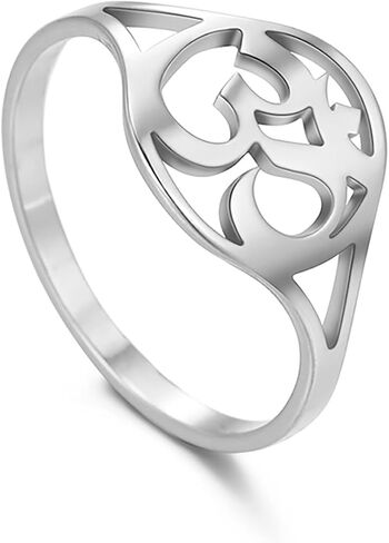 OM OHM AUM خاتم الوئام الروحي الهندوسي الرموز السنسكريتية زهرة الحياة خاتم شقرا اليوغا ماندالا تميمة البوذية الهندوسية مجوهرات دينية التأمل هدية in Kuwait