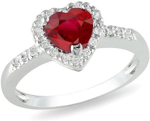 14K White Gold Finish 2.30 Ct Heart Cut Red Ruby Band Ring 925 Sterling Silver in Saudi Arabia