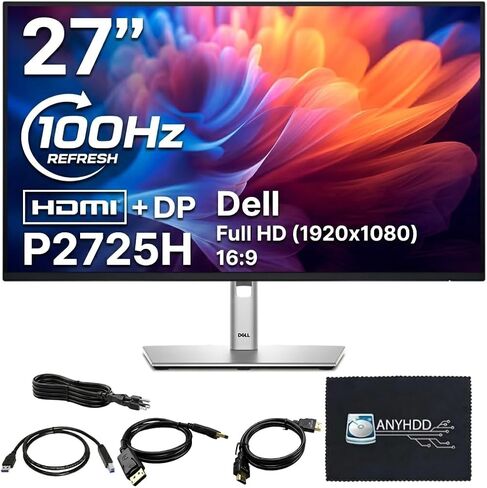 Dell P2725H 27 "Full HD 1920 × 1080 شاشة - 1 سنة ضمان ، حزمة شاشة مراقبة الكمبيوتر مع كابل الطاقة + USB 3.0 كابل المنبث in Kuwait