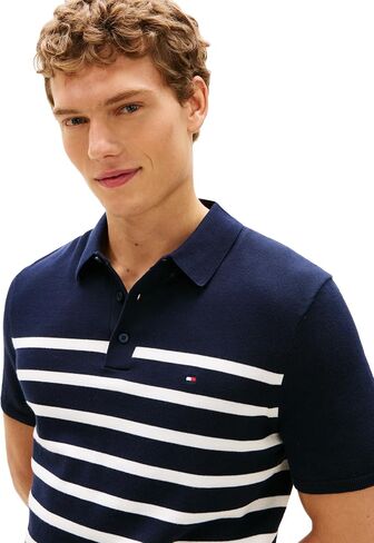 قميص بولو رجالي بأكمام قصيرة من القطن خفيف الوزن من Tommy Hilfiger in Kuwait