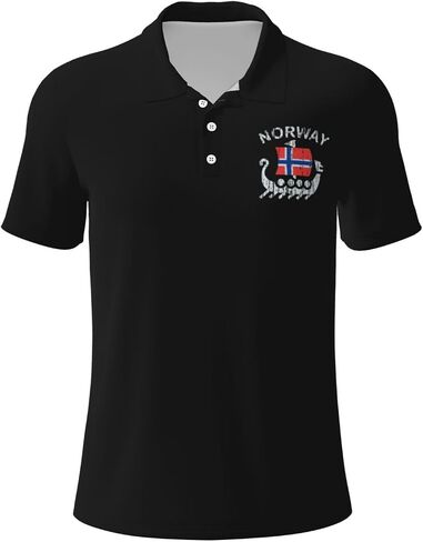 Washed Norwegian Flag Norway Dragon Boat Polo Shirts for Men, Mens Golf Shirt Quick-Dry Short Sleeve Casual in Saudi Arabia