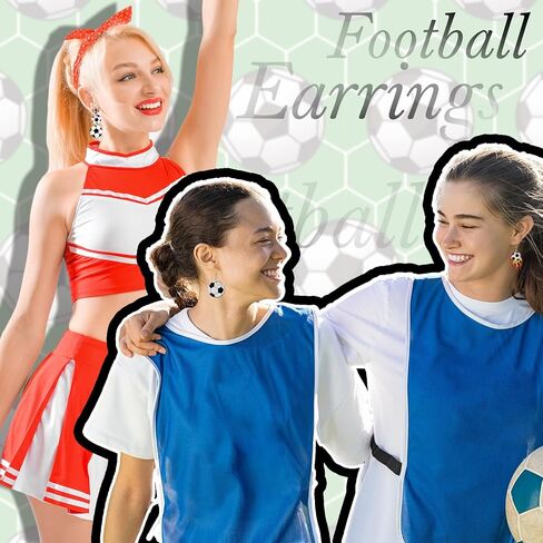 Landical 24 Pairs Wooden Soccer Earrings Stud Set Football Print Dangle Earrings Drop Sports Lover Jewelry for Women Gifts in Kuwait