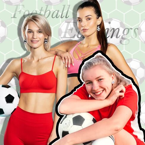 Landical 24 Pairs Wooden Soccer Earrings Stud Set Football Print Dangle Earrings Drop Sports Lover Jewelry for Women Gifts in Kuwait