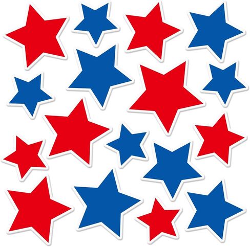 Whaline 34Pcs Patriotic Thick Gel Clings Red Blue Star 4th of July Star Reusable Window Decals for 250th Anniversary Home School Classroom Decor Independence Day Holiday Party Supplies, 2 Sheet in Kuwait
