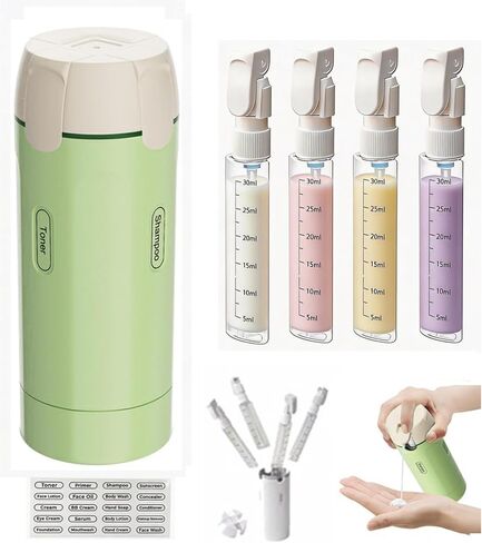 4 in 1 Travel Dispenser Bottle,4 Pack 30ML Travel Bottles for Toiletries, Leak Proof Travel Size Containers (White, OneSize) in Saudi Arabia