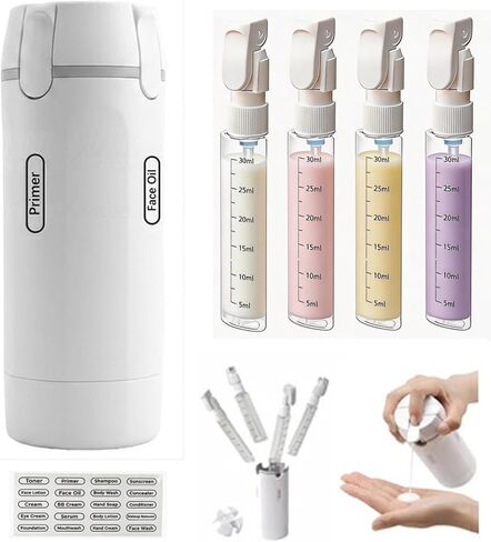 4 in 1 Travel Dispenser Bottle,4 Pack 30ML Travel Bottles for Toiletries, Leak Proof Travel Size Containers (White, OneSize) in Saudi Arabia