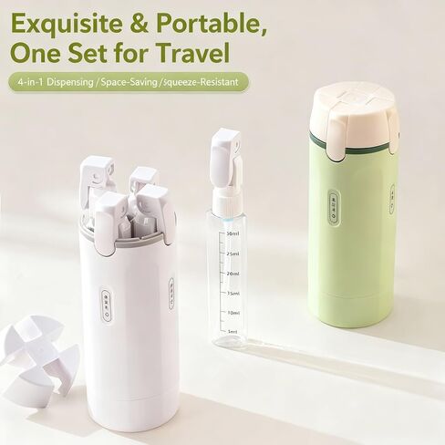 4 in 1 Travel Dispenser Bottle,4 Pack 30ML Travel Bottles for Toiletries, Leak Proof Travel Size Containers (White, OneSize) in Saudi Arabia