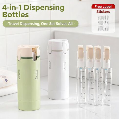 4 in 1 Travel Dispenser Bottle,4 Pack 30ML Travel Bottles for Toiletries, Leak Proof Travel Size Containers (White, OneSize) in Saudi Arabia