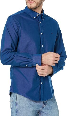Tommy Hilfiger Men's Long Sleeve Button Down Oxford Shirt in Regular Fit in Kuwait