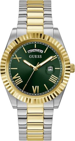 GUESS Men's 42mm Watch - Two-Tone Strap Green Dial Two-Tone Case in Kuwait