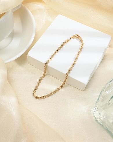 Gold Plated Anklets Chain for Women Non Tarnish Waterproof Gold Anklet for Women Rope Anklets Bracelet for Womens Anklets Jewelry in Saudi Arabia
