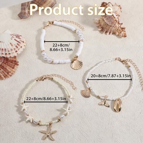 3 PCS Shell Ankle Bracelets for Women, Boho Adjustable Beach Anklet, Gold Plated Shell Anklet, Starfish Seashell Jewelry Anklets Summer Beach Foot Jewelrys in Kuwait