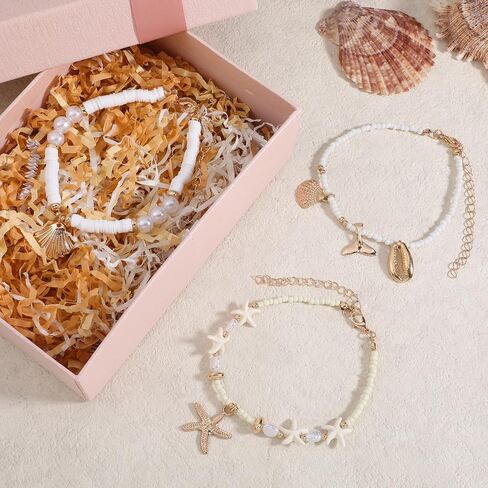 3 PCS Shell Ankle Bracelets for Women, Boho Adjustable Beach Anklet, Gold Plated Shell Anklet, Starfish Seashell Jewelry Anklets Summer Beach Foot Jewelrys in Kuwait