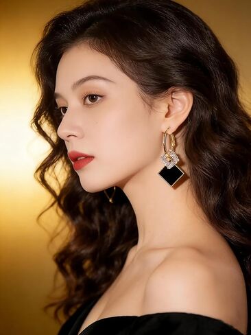 Black Earrings For Women Black Gold Lightweight Geometric Earrings Statement Dangle Jewelry Gifts in Saudi Arabia
