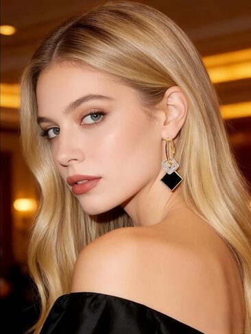 Black Earrings For Women Black Gold Lightweight Geometric Earrings Statement Dangle Jewelry Gifts in Saudi Arabia