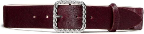 Hidewear Women's Merlot Italian Pony Hair Leather Belt 1.5" Wide Silver Rope Buckle in Kuwait