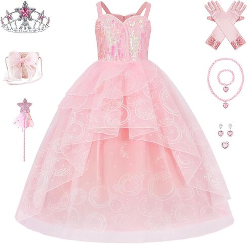 Girls Pink Dress Costume Kids Tulle Dress for Halloween Costumes Birthday Party with Accessory Set in Saudi Arabia