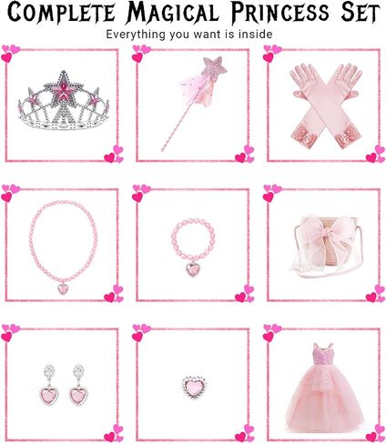 Girls Pink Dress Costume Kids Tulle Dress for Halloween Costumes Birthday Party with Accessory Set in Saudi Arabia
