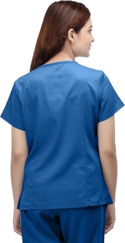 NY Threads Medical Scrub Set for Women, 1 Scrub Top and 1 Scrub Pant Loose Fit, Soft Stretch, Small, Royal Blue in Saudi Arabia
