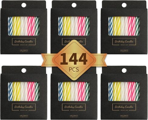 144-Count Multicolored Birthday Candles, Spiral Candles, Cupcake Candles, Party Celebration in Saudi Arabia