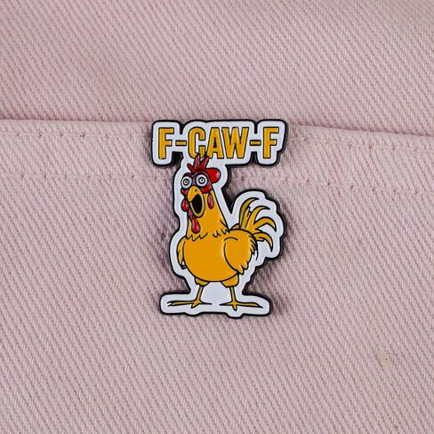F-Caw-F Rooster Sarcasm Enamel Pin, Chaotic Chicken Pin, Sarcastic Humor Pun Brooch, Rude Dark Humor Lapel Badge, Funny Animal Joke Brooch Badges, Funny Gift For Sarcastic Person Sassy Queen Humorous Friend Coworker, Wordplay Gift Accessory in Kuwait
