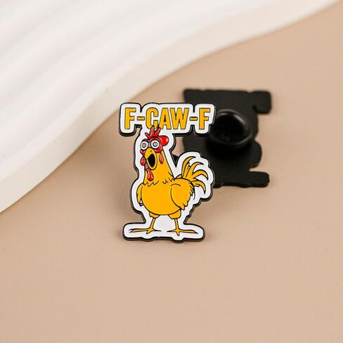 F-Caw-F Rooster Sarcasm Enamel Pin, Chaotic Chicken Pin, Sarcastic Humor Pun Brooch, Rude Dark Humor Lapel Badge, Funny Animal Joke Brooch Badges, Funny Gift For Sarcastic Person Sassy Queen Humorous Friend Coworker, Wordplay Gift Accessory in Kuwait