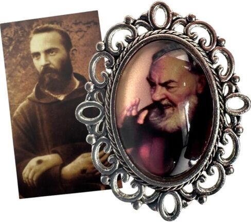 St Padre Pio Lapel Pin Set with Saint Prayer Card Catholic Spiritual Protection Devotional in Kuwait